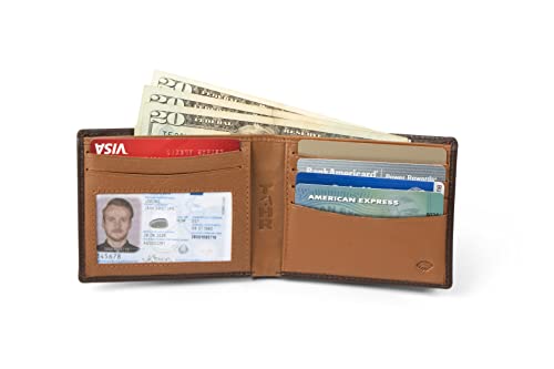 TAHR Men's Leather Wallet - Slim Bifold with 7 Credit card Pockets and Removable ID Window (Brown)4