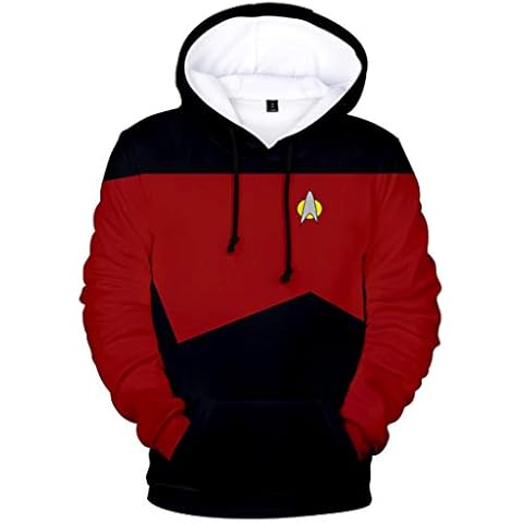 Silver Basic Mens Long Sleeve 3D Print Hoodie Movie Costume Captain Kirk Uniform Spock Cosplay Hoodie L,Uniform Red -2… Cover