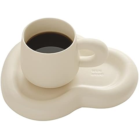 WENSHUO Clef Coffee Mug, Lock & Key Design, Exquisite Life Essential, Best for Coffee, Drinks or as a Dessert Plate Cover