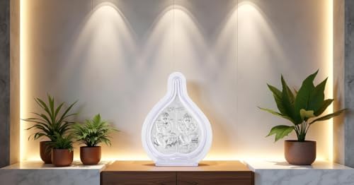 Image of 999 Pure Silver Laxmi Ganesha Paan Stand | LaxmiGanesh Idol with Pooja Pan for Home Temple, Office & Hall Decor | Luxury Spiritual & Corporate Gift | Tabletop 4.25 inch x 3 inch inch