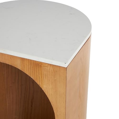 Deco 79 Wood Side End Accent Table Cutout Arch End Table with White Marble Tabletop, Side Table 16" x 14" x 23", Brown by deco 79 - Used condition - Image 3