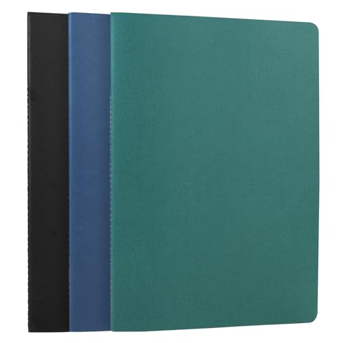 HOMEMARS Notizbuch A4 Blanko 100 GSM 21cm x 28.5cm Schwarz Grün Blau 3 Stück 80 Seiten Skizzenbuch A4 für Studenten zum Schreiben Reisen & Business Einband aus Karton Memo-Tagebuch & Themenheft
