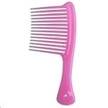 UNVOJL Long Tooth Curl Comb - Large Tooth Hairstyle Comb for Curly, Wet, Wavy, Thick Hair - Wig Rake Handle (Pink)