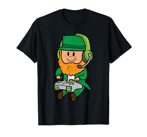St Patricks Day Gamer Leprechaun Saint Paddys Ragazzi Bambini Uomini Maglietta