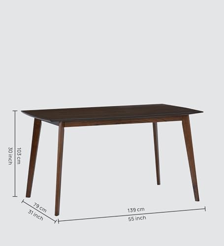 Image of Mintwud Pepperfry Solid Wood 6 Seater Dining Table Set with Cushion Chairs & Bench | Wooden Dining Table Six Seater Furniture for Dining Room, Kitchen and Living Room (Walnut Finish)