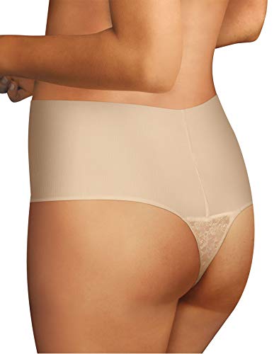 Image of Maidenform womens Tame Your Tummy Lace Thong Panties, Firm Control Shapewear Thong, Cool Comfort