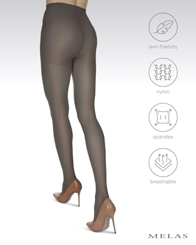 Image of Melas 6-Pack Women's Tights, 60 Denier, Opaque, Microfiber Control Top Tights, Soft & Durable - Sizes XS to Q2