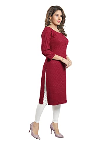 Image of DREAM & DZIRE Chikankari Kurti for Women of Cotton in Plus Size & Small Size.
