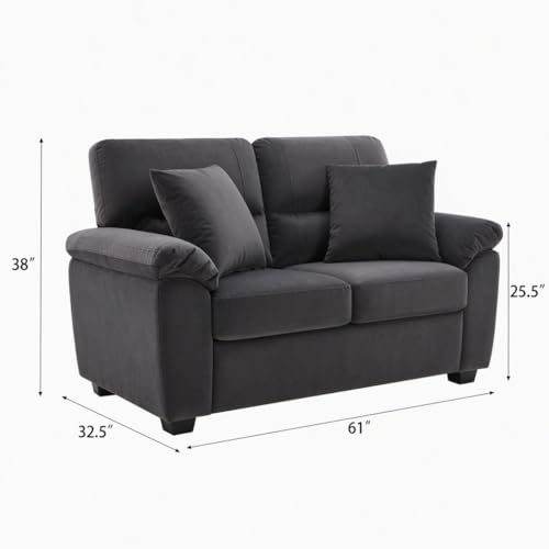 Image of Anderson 6 Seater Fabric Sofa Set (3+2+1) Dark Grey, Premium Velvet Finish Upholstery, Solid Wood Frame, High Density Foam Cushions, Modern Living Room Furniture, Comfortable Sofa for Home