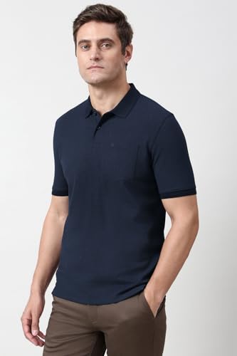 Image of Peter England Men's Cotton-Polyester Floral Polo T-Shirt | Casual Wear | Comfortable & Stylish