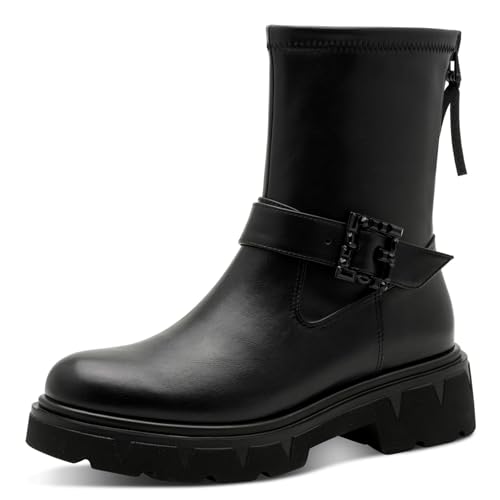Bottines femme style motard avec zip et boucle de serrage