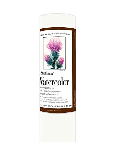 Strathmore 400 Series Watercolor Roll, 140 lb. Cold Press, 42 inches X 10 Yards, White (473-42)