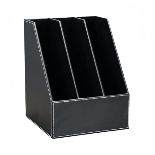 VZXファイルボックス収納ボックスレザーデスクトップラック新聞/雑誌/文房具整理整頓オフィス用品 (ブラック,27*27*34cm)