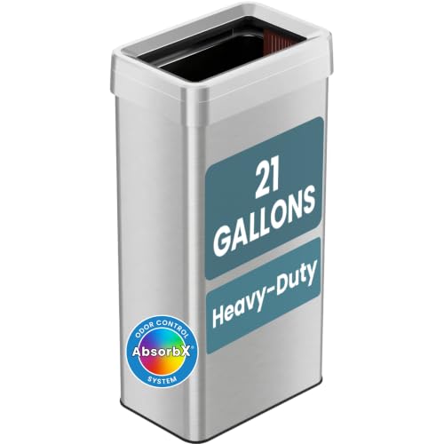 iTouchless 21 Gallon Open Top Trash Can/Recycle Bin w/Dual Odor Filters