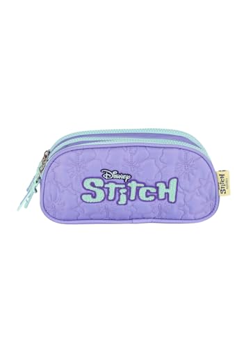 Estojo Escolar Disney Stitch 3 divisórias - Licenciado New (Roxo)