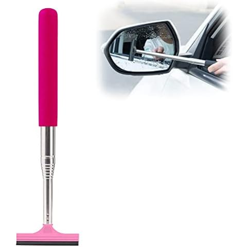 BSTCAR Squeegee Car Rearview Mirror Cleaner, Portable Retractable Mirror Window Squeegee Glass Cleaning, Stainless Steel Mirror Wiper Cleaning Tool for Auto Rearview Mirror Cover