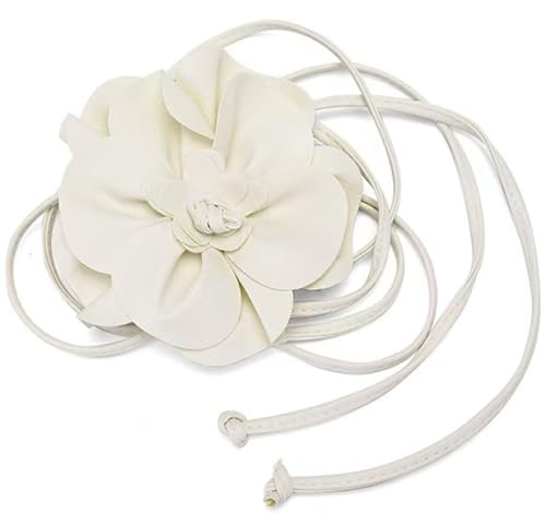 WENLOOY Women Boho PU Leather Big Flower Waist Belt Dresses Tie Bow Waist Band3