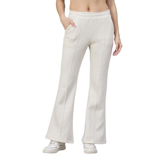Image of 98 Degree North Women Flared Fleece Track Pants-GL1315-ALMOND