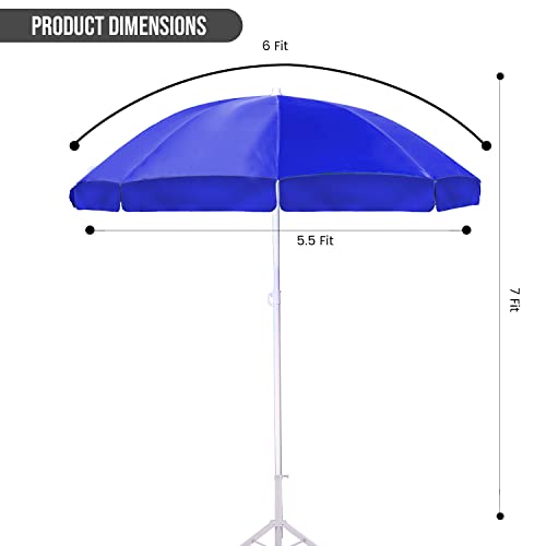 Image of ORILEY Garden Umbrella with Stand Foldable Big Size (6ft Height 36 Inch Rib Arm) Heavy Duty Waterproof Rain & UV Sun Protection Outdoor Patio for Balcony Shedding Cantilever & Lawn (Blue)