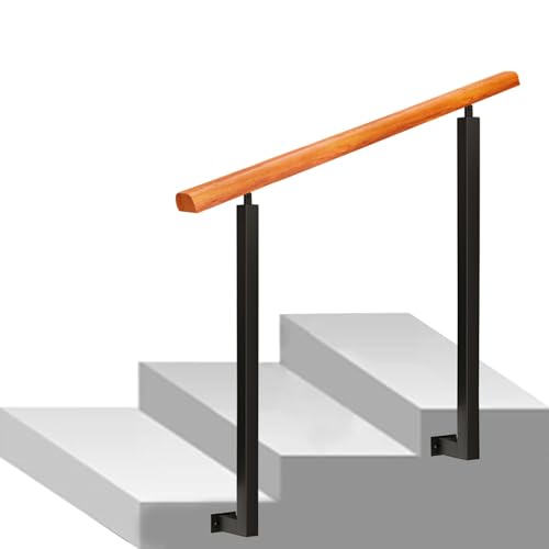 Rampe d'escalier en bois design avec balustre robuste en fer forgé - 2