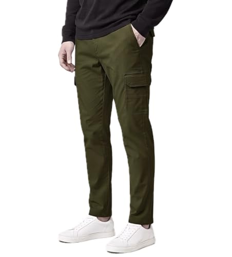 Image of V Can Men's Cotton Cargo Pants with Elastic Waistband