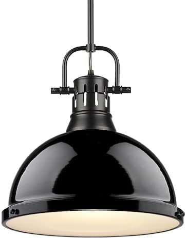 Golden Lighting 3604-L BLK-BK Duncan Pendant, Matte Black with Black Shade