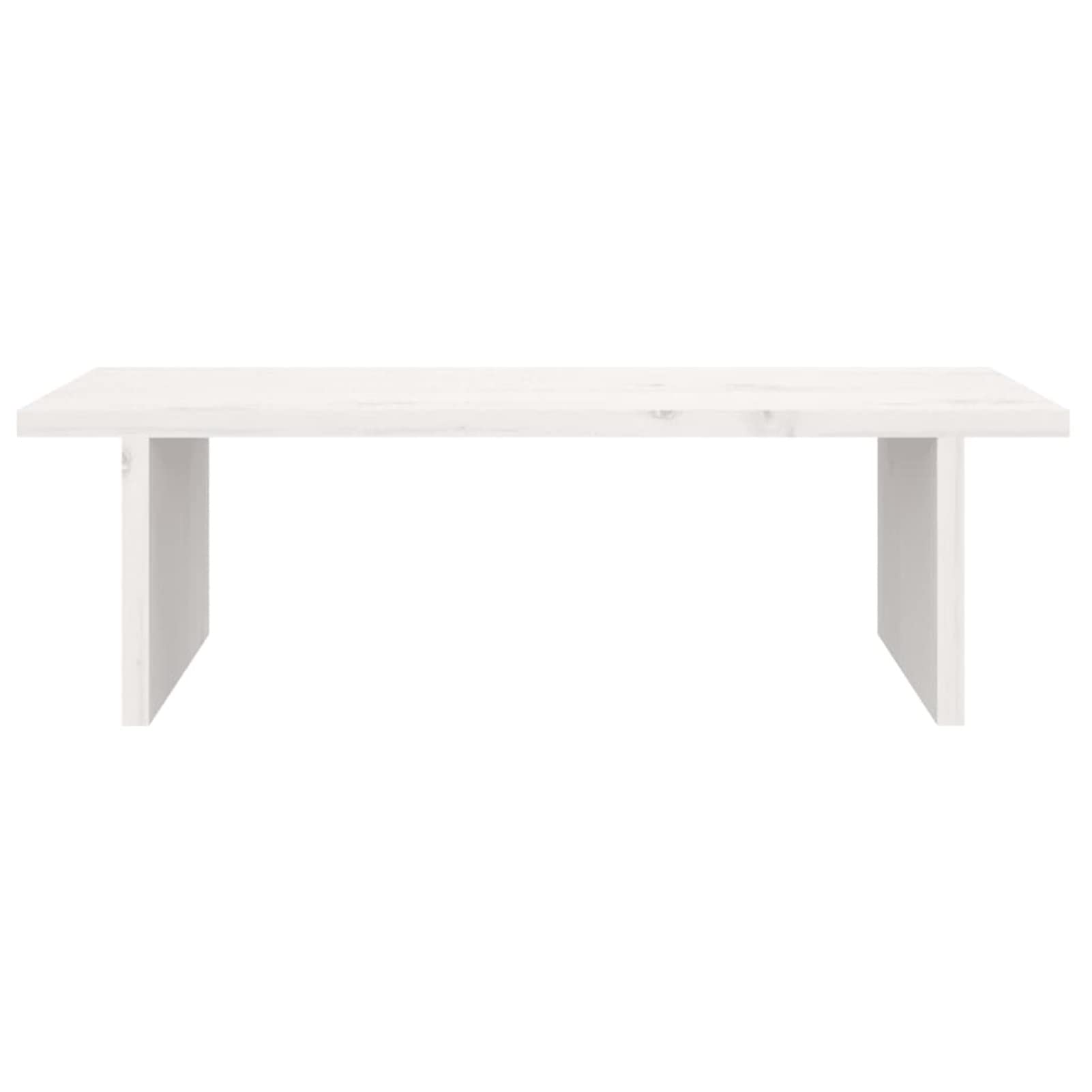 Homgoday Supporto per monitor bianco 50 x 27 x 15 cm in legno massello di pino, supporto da scrivania per monitor e laptop
