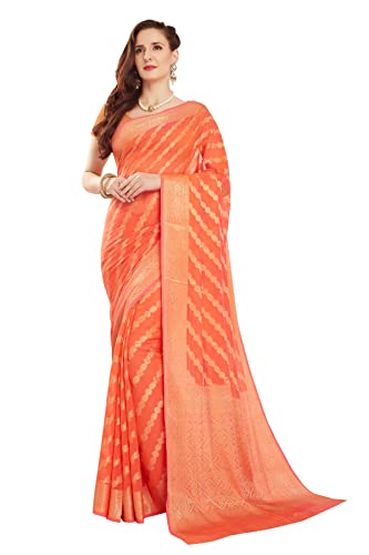 Image of RANI SAAHIBA Women's Georgette Silk Resham Woven Saree With Blouse Piece