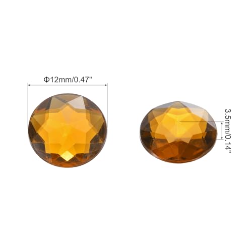 Image of MECCANIXITY Flat Back Round Acrylic Rhinestones,12mm Brown Flatback Crystal Rhinestones for Crafts Clothes Shoes DIY Decoration Gifts 50Pcs
