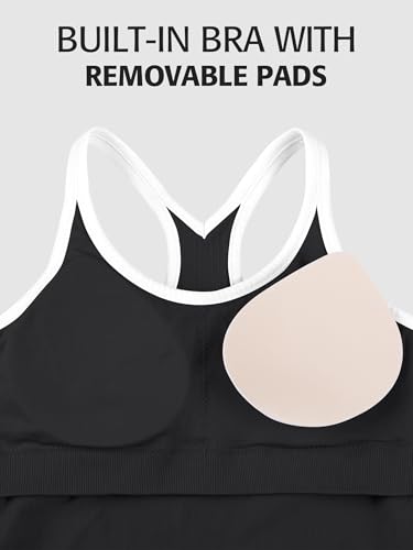 Image of ATTRACO Ribflex Ribbed Workout Tank Tops for Women with Built in Bra Racerback Scoop Neck Athletic Top
