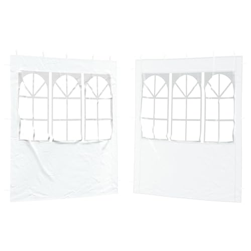 Qnhdfrt Paroi Latérale pour Tente de Réception 2 Pcs, Mur de Tonnelle 200x195 cm avec Fenêtre Décorative, Bâche de Remplacement pour Barnum Extérieur en...