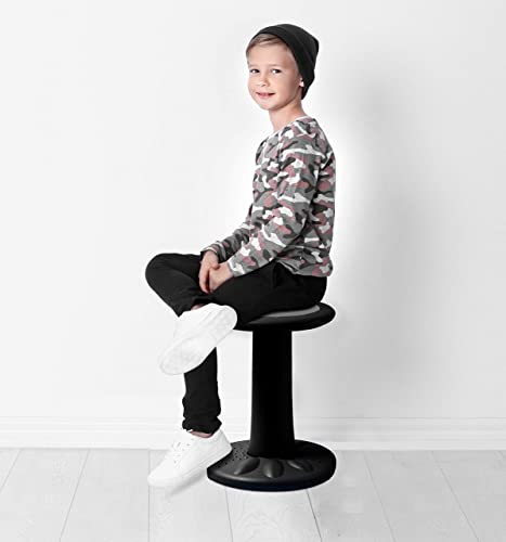 Image of Studico ActiveChairs Kids Wobble Chair, Flexible Elementary Classroom Seating, Improves Focus, Posture and Helps ADHD /ADD, Sensory Chair, Active Fidget Chairs, Pre-Teen 17.75 inch Stool, Ages 7-12, Black
