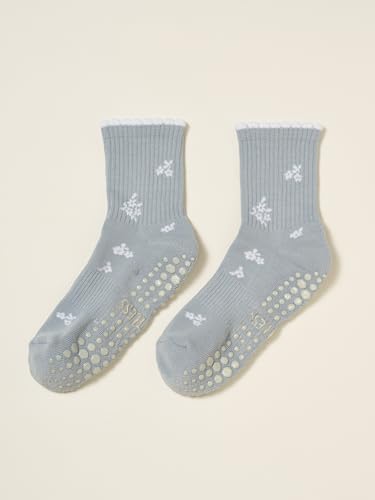 Image of Shapes Studio Half Calf Grip Socks, Cute Fruit Pilates Socks, Ruffle Socks, Non-Slip for Barre Yoga