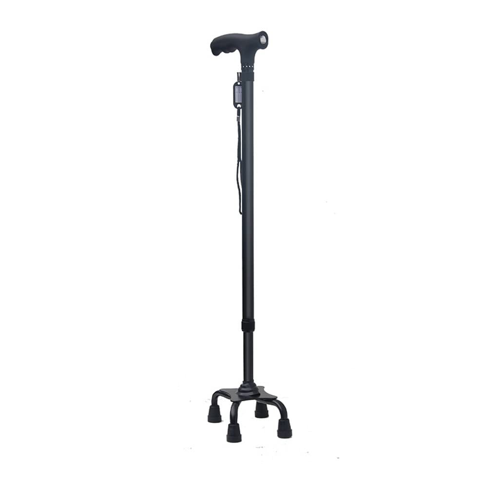 Stampelle a Doppio Uso per Anziani, Bastone Antiscivolo, a Quattro Gambe, telescopico Illuminato Leggero, a Quattro Angoli