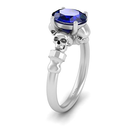Bijou argent sterling saphir bleu synthétique bague ovale femme
