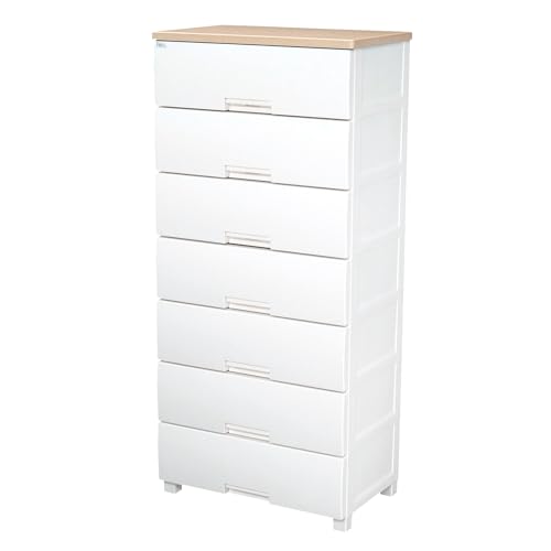 天馬(Tenma) 使いやすさを追求したチェスト サイズバリエーション豊富 日本製 フィッツプラス 7段 特許取得済 引出しロック付きで抜け落ちを防ぐ スムーズな引出し 脚付き 木製天板 インテリアに合うリビングチェスト タンス 収納ケース 衣装ケース プ