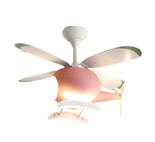 Moderno Creativo Ventilador de Techo Ventilador De Techo En Forma De Avión Con Luz, Control Remoto, Luz De Ventilador Moderna Creativa Regulable Para Dormitorio Y Sala De Estar Comedor Luz(A-pink)