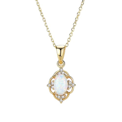 Collier pendentif en opale creuse WHJYSU en argent 925 pour femmes