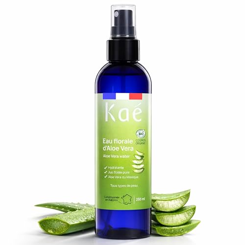 KAÉ Agua Floral de Aloe Vera Bio 99,4% Natural – Bruma Refrescante e Hidratante para Rostro, Cuerpo y Cabello Seco – Certificada Bio Cosmos por Ecocert – Envasada en Francia – 250ml