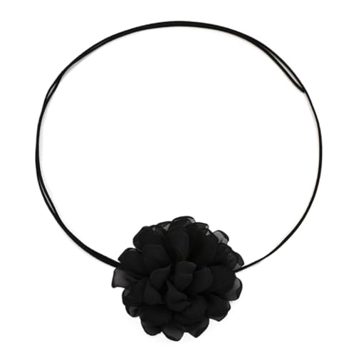 Fcnjsao Elegante collana con fiore in tessuto per donne e ragazze girocollo floreale alla moda regolabile in corda per gioielli accessorio,...
