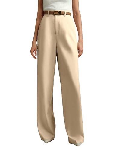 Image of KERI PERRY Trousers for Woman Pants Women's Formal Office Korean | Black Beige Track Pant | Straight | Cotton Spandex Stretchable Trouser | High-Waisted Bottom Wear