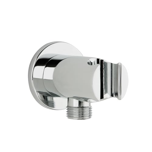 Ramon Soler - Codo de Salida de Agua para Ducha, Soporte Fijo a Pared, Diseño Redondo Cromado, Accesorio de Baño, Alta Durabilidad, Instalación Fácil, 100 mm