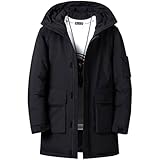 [Inkpoo] ベンチコート メンズ ダウンジャケット 分厚い 防寒保温 ロングコート 極暖 冬服 無地 ハイネック 通勤通学 ブルゾン スポーツ 日常 軽量 おしゃれ 中綿ジャケット Black XL