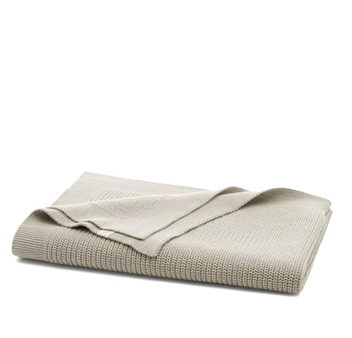 BOLL & BRANCH Ribbed Knit Baby Blanket - Heathered Oatmeal - Toxin-Free 100% Organic Cotton - Machine Washable - Soft, Breathable - 30” x 40”