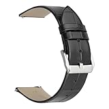 Cinturino for orologio in pelle con fibbia in acciaio inossidabile Cinturini morbidi originali Cinturini di ricambio a sgancio rapido for uomo donna(Black,18mm)