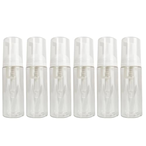 60ml/6oz Travel Foam Pump Bottle Clear Refillable Mini Foam Pump Containers for Face Wash,Skincar, Lash Shampoo & Skincare (6, transparent)