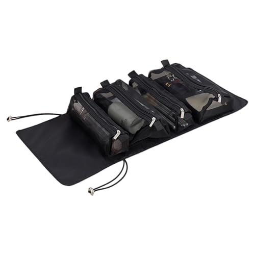 Bolsa de cosméticos enrollable, Bolsa de viaje enrollable para artículos de tocador - Estuche cosmético de viaje | Contenedor cosmético plegable, organizador de artículos de tocador, cuidado de, Negro