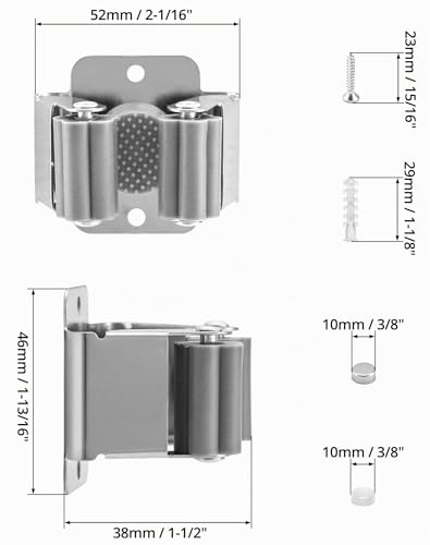Miniatura 6 de Qwork 5 Piezas Colgador De Escobas Y Fregonas, Soporte Escoba, Colgador Escoba, Acero Inoxidable, Para Baño, Cocina, Armario De Oficina, Jardín, Garaje