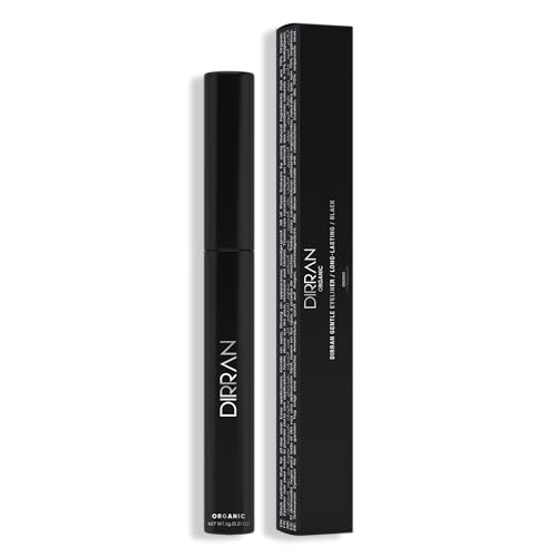 DIRRAN organic black eyeliner in black packaging — names vitamin C, rosemary and lavender in its formula