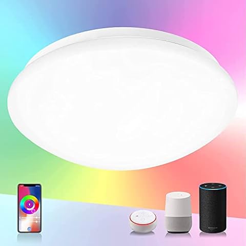 SYLSTAR Smart LED Ceiling Light 20W 1500lm, RGB+CW Color Ambiance, APP or Voice Control, Compatible with Alexa and Google Home, No Hub Required(2.4Gz WiFi + Bluetooth) Cover